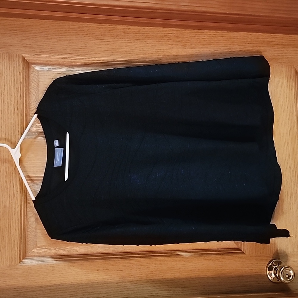 Simply Vera Vera Wang Women's Black and Blue Long Sleeve Shirt Top  Size Large